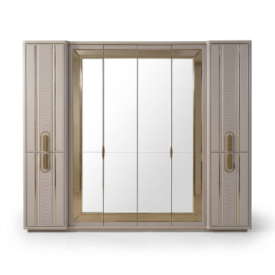 Armoire de luxe Armoire en bois avec miroir Beige