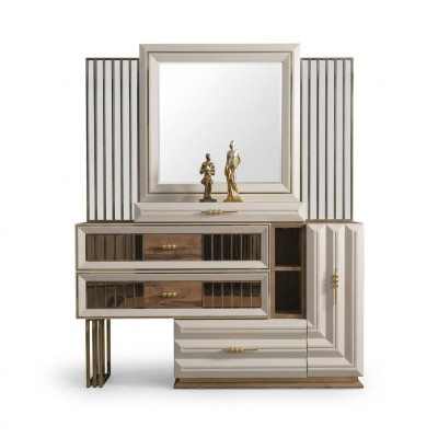 Coiffeuse, coiffeuse, console de maquillage, table console, fille beige