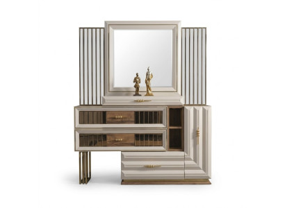 Coiffeuse, coiffeuse, console de maquillage, table console, fille beige