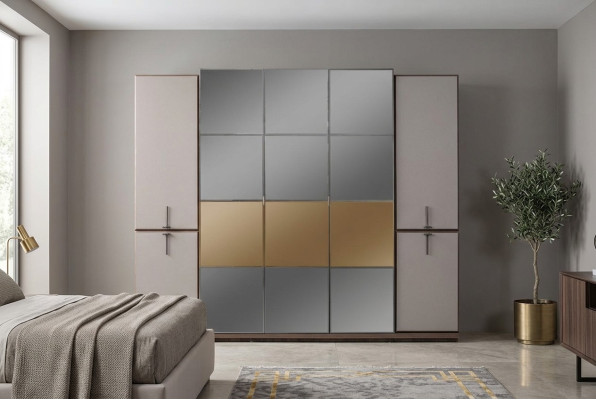 Armoire armoire design armoire en bois avec miroir gris