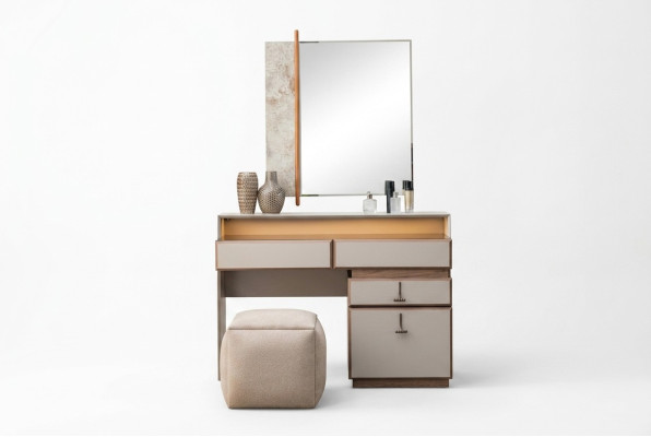Suite Maquillage Console Coiffeuse Miroir Coiffeuse Gris 3 Pièces