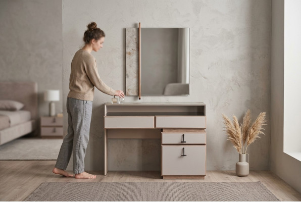 Coiffeuse Coiffeuse Console de maquillage Miroir Table console Gris