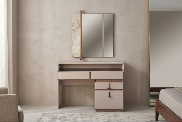 Coiffeuse Coiffeuse Console de maquillage Miroir Table console Gris