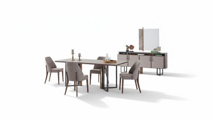 Ensemble de salle à manger Ensemble de dînette Table de salle à manger Chaises Bois Gris Salle à manger Buffet 9 pièces