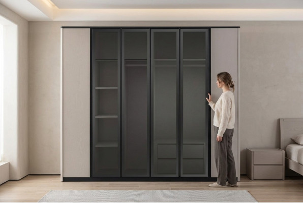 Garde-robe Garde-robe Garde-robe Armoire en bois moderne Gris