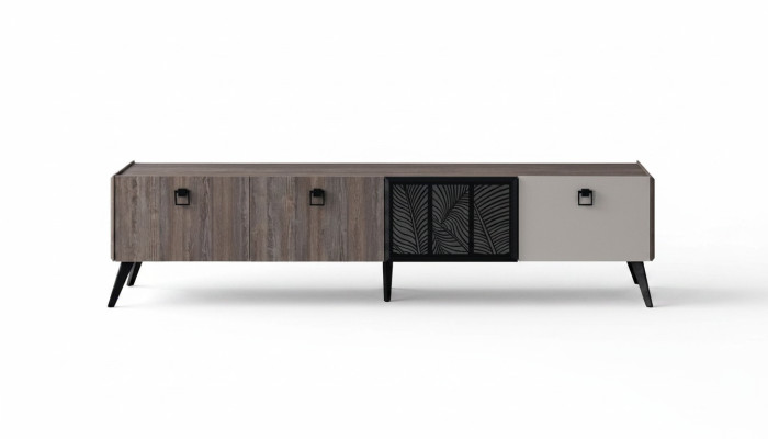Buffet Meuble de télévision Meuble télé Meuble bas Armoire Bois Gris Commode