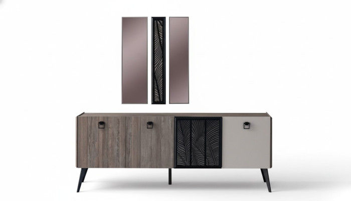 Buffet Buffet avec Groupe Miroir Armoire en Bois Armoire Salle à manger
