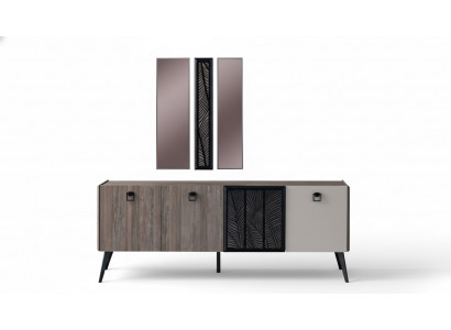 Buffet Buffet avec Groupe Miroir Armoire en Bois Armoire Salle à manger