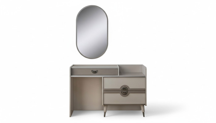 Coiffeuse, coiffeuse, console de maquillage, table console miroir, gris
