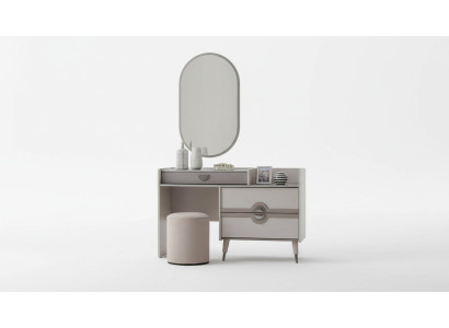 Groupe Coiffeuse Coiffeuse Miroir Coiffeuse Gris Ensemble de 3 pièces