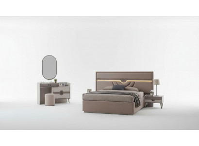 Suite Lit double Lit Chevets Beige 6 pièces Coiffeuse Moderne