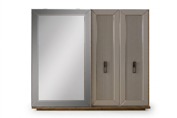 Miroir de garde-robe Armoire en bois Armoire beige