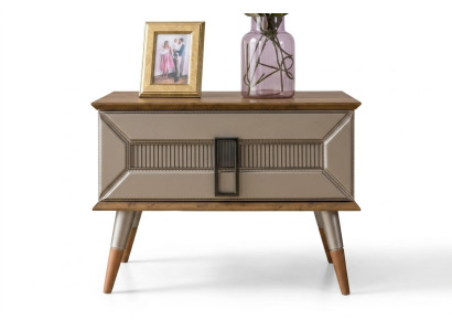 Commode de nuit avec deux tables de chevet assorties en bois gris