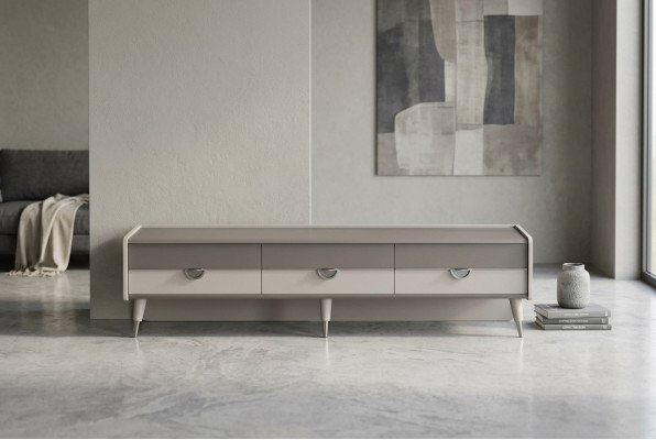 Buffet design gris pour salon Meuble TV pour salon Meuble TV bas Mobilier bas nouveau