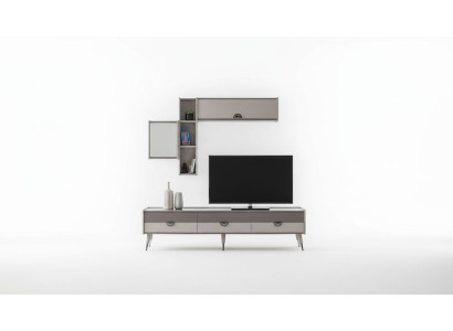 Buffet de salon beige, meuble TV robuste, meuble TV bas, étagères de luxe