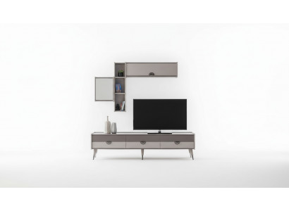 Buffet de salon beige, meuble TV robuste, meuble TV bas, étagères de luxe