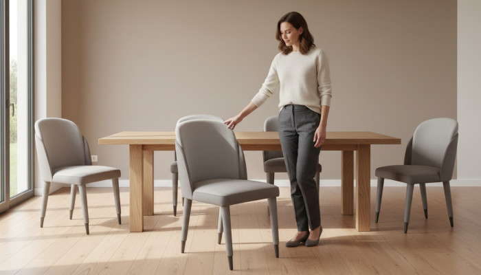 Chaises de salle à manger gris clair Chaises de cuisine Designer Rembourrage Meubles de salle à manger
