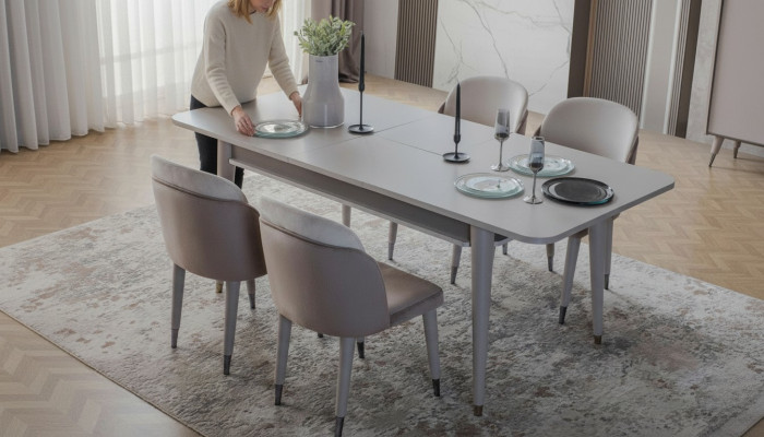 Table extensible de luxe - Chaises de salle à manger design modernes en textile