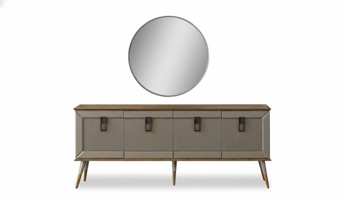 Buffet robuste Buffet designer luxueux garde-robe miroir rond 2 pièces