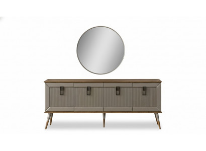 Buffet robuste Buffet designer luxueux garde-robe miroir rond 2 pièces