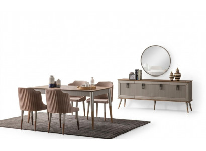 Suite de salle à manger lumineuse, table à manger robuste, buffet luxueux 9 pièces