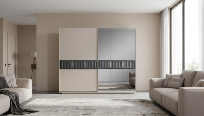 Armoire à glace pour chambre beige moderne en bois