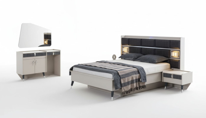 Suite de chambre Luxe Lit Dressing de designer Console Ensembre de 5 pièces