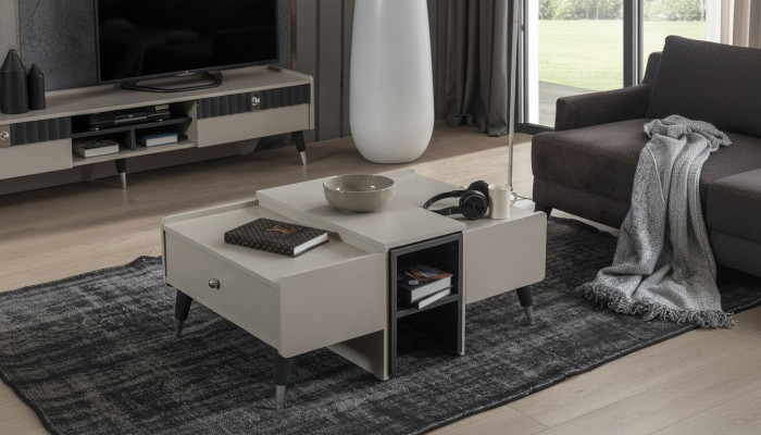 Table basse blanche Table de canapé moderne Table basse en bois Mobilier de salon