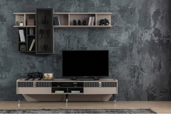 meuble bas en bois exclusif moderne pour télévision et étagère