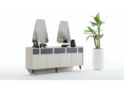 Complet et Suite Designer Beige Sideboard Sideboard Ensemble de 2 Miroirs en 3 pièces