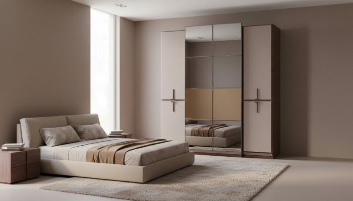 Armoire de chambre beige en bois designer armoire en verre nouvelle