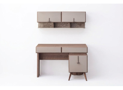 Bureau beige, bureau de luxe, armoire murale, bureau d'ordinateur, ensemble de bureau.