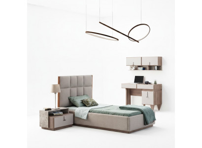 Chambre d'enfants Mobilier Designer Lit simple en bois Table de chevet Bureau 4 pièces