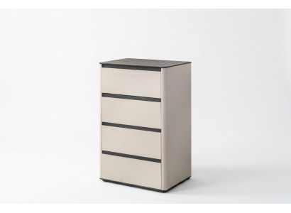 Coffre à tiroirs en bois beige 4 portes Armoire en bois Armoire complémentaire élégante pour chambre à coucher