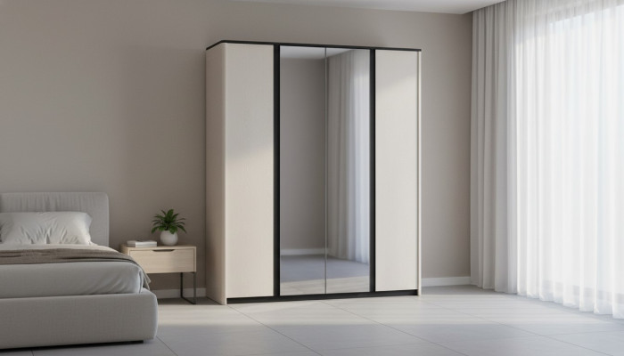 Armoire de chambre grise armoire à glace designer Armoire en bois