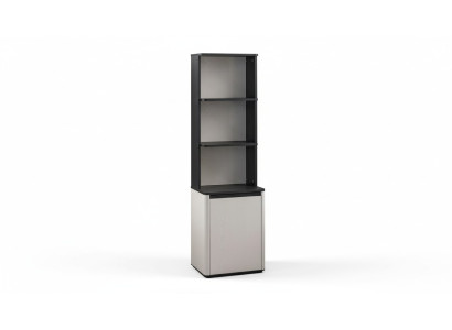 Étagère pour enfants noire et blanche, conçue par un designer, bibliothèque sur pieds.