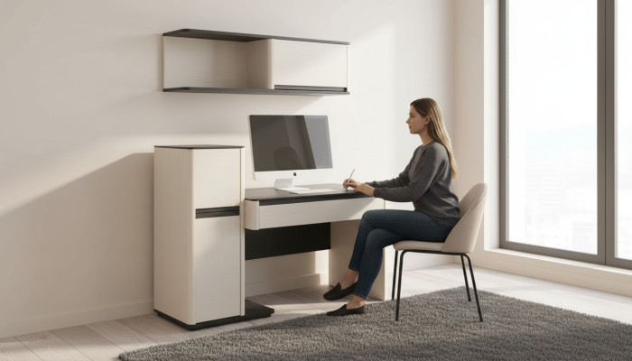 Bureau moderne blanc pour enfants, bureau d'ordinateur de designer, armoire murale
