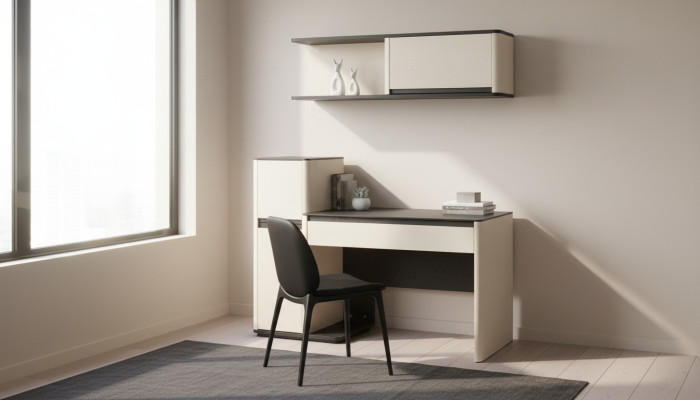 Bureau moderne blanc pour enfants, bureau d'ordinateur de designer, armoire murale