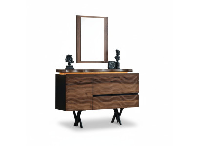Miroir de coiffeuse exclusif en bois brun de luxe console cosmetique