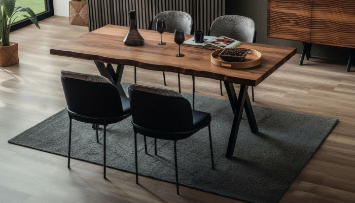 table à manger moderne en bois de r exclusif 6 chaises rembourrées Ensemble salle à manger
