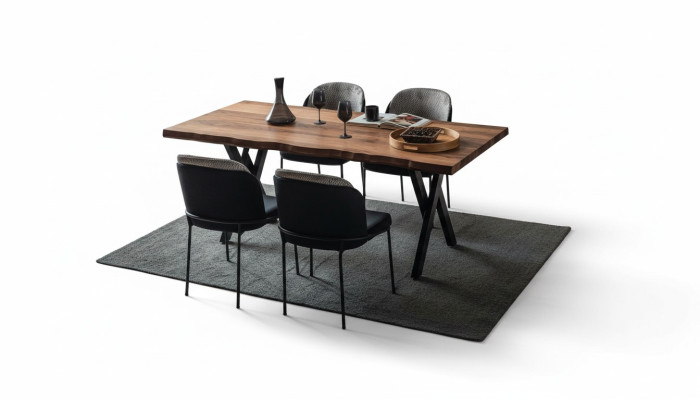 table à manger moderne en bois de r exclusif 6 chaises rembourrées Ensemble salle à manger