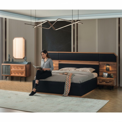 Mobilier de chambre unique Cadre de lit Tables de chevet de luxe Console