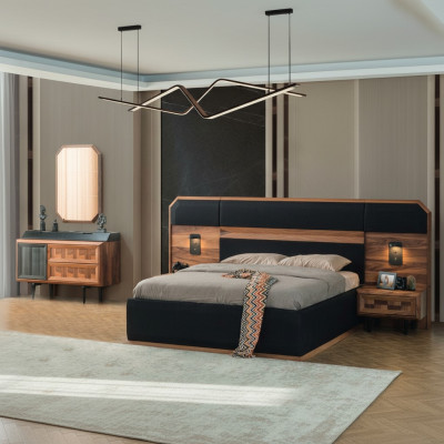 Mobilier de chambre unique Cadre de lit Tables de chevet de luxe Console