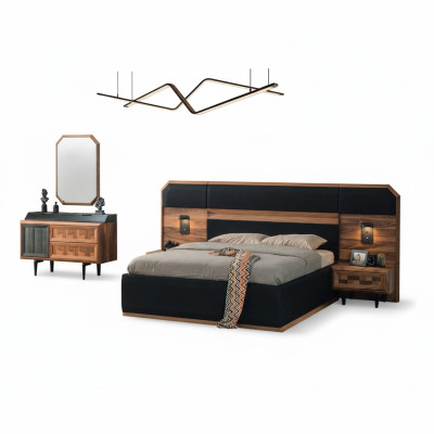 Mobilier de chambre unique Cadre de lit Tables de chevet de luxe Console