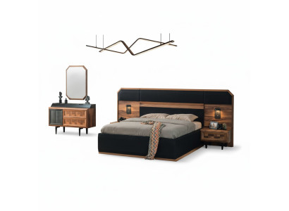 Mobilier de chambre unique Cadre de lit Tables de chevet de luxe Console