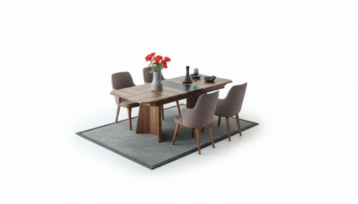 Ensemble de salle à manger complet  Zone à manger du designer  Table à manger en bois  6 chaises rembourrées