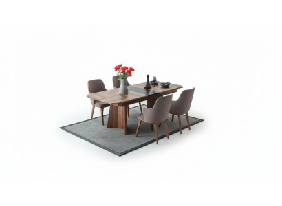 Ensemble de salle à manger complet  Zone à manger du designer  Table à manger en bois  6 chaises rembourrées