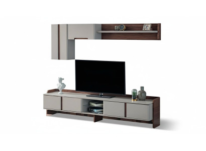 Unité murale de salon blanche Mobilier luxueux Meuble TV Buffet bas Étagères Bahut