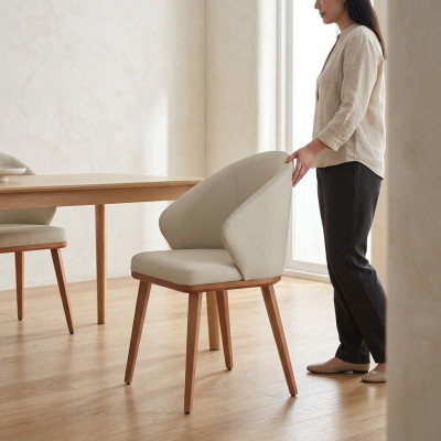 Chaises de salle à manger blanches Luxueuses 6x Chaises de cuisine Sièges en tissu Mobilier 6 pièces