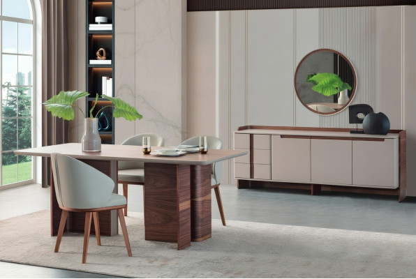 Mobilier de salle à manger exclusif Table à manger robuste Buffet design Chaises